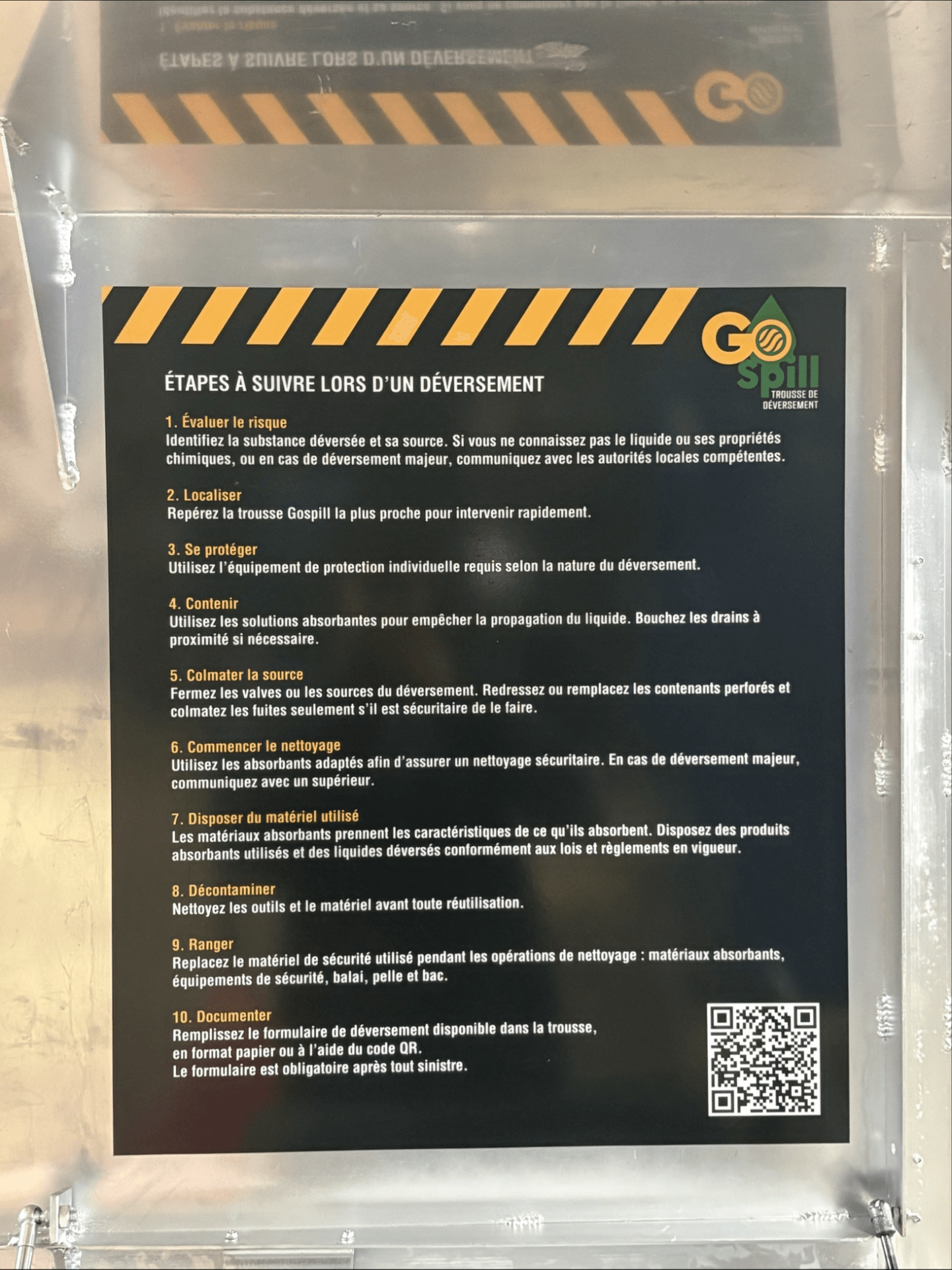 étape a suivre lors d'un deversment